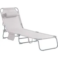SoBuy Gartenliege Sonnenliege klappbar, Liegestuhl Relaxliege Gartenmöbel Terrasse, Große Sonnenliege, klappbarer Liegestuhl, mit Kopfstütze, verstellbar