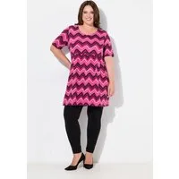 Ulla Popken Longshirt Longshirt Zackenmuster A-Linie Rundhals 3/4-Arm