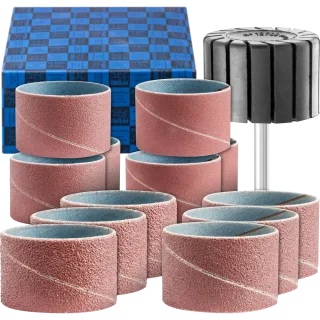 PFERD TOOLS Schleifhülsen-Set 13-tlg. Korund 45x30mm A40,60,80,150 mit Halter Schaft 6 mm - 42298005
