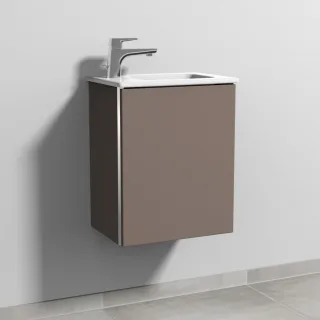 Sanipa 3way Waschtischunterbau zu Duravit ME by Starck Waschtisch mit 1 Tür, Taupe-Matt BP7211T