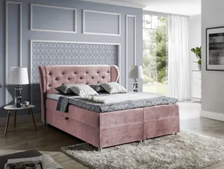Boxspringbett Schlafzimmerbett ARIANNA 160x200cm Stoff Solonrose