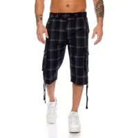 Kendindza Cargobermudas 3/4 Bermuda Shorts Herren, Kurze Hose Herren, Cargo Shorts Dehnbund Taschen Capri Cargohose kurz
