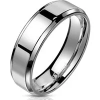 BUNGSA Fingerring 60 (19.1) Ring schräger Rand Silber aus Edelstahl Unisex (Ring, 1-tlg), Damen Herren