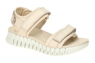 Ecco 213103 Damen Sandale beige limestone extra flexible Gummisohle Klettvers...