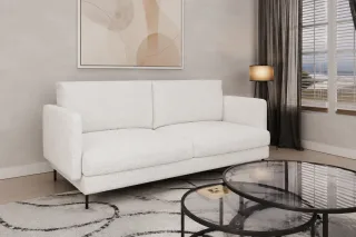 Sofa Designersofa HELMER 3-Sitzer Stoff Baloo Weiß