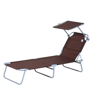 Outsunny Sonnenliege, Braun, Metall, 58x36x187 cm, Gartenmöbel, Gartenliegen