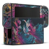 DeinDesign Konsolen-Cover Neon Blumen bunt Neon Flower Power, Nintendo Switch Skin Aufkleber Sticker Folie