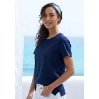 Beachtime by Lascana T-Shirt mit modischem Schlitz am Saum aus luftiger Baumwoll-Qualität