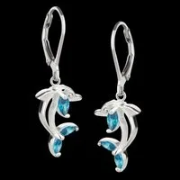 schmuck23 Paar Ohrhänger Kinder Ohrringe Delfin 925 Silber Zirkonia, Sterling Silber