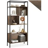 tectake Bücherregal Standregal mit 5 Ebenen, inklusive Kippschutz, 75 x 31 x 170,5 cm, Holzregal Hastings 1-tlg., großes und kleine Staufächer, mit höhenverstellbaren Kunststofffüßen