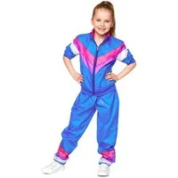REDSUN Kostüm 80er-Kostüm für Kinder Jogginganzug blau-pink