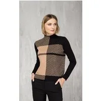 Passioni Strickpullover im Colourblock-Deisgn mit Stehkragen