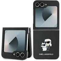 KARL LAGERFELD Handyhülle Case Galaxy Z Flip 6 Kunststoff schwarz Figuren Metall 6,7 Zoll, Kantenschutz