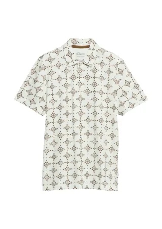s.Oliver Red Label - Gemustertes Polo-Shirt weiß/braun - Gr. - M