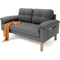 Bealife 2-Sitzer Kleine Couch, mit Armlehne und Seitentasche, 144 x 77 x 77 cm, Geeignet für kleine Apartments / Schlafzimmer.