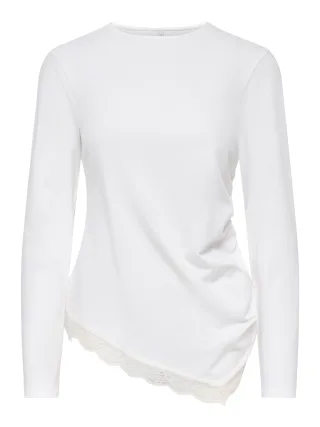 ONLY - ONLLIVE LOVE L/S RUCHING TOP CS JRS Cloud Dancer - Gr. - L