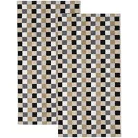 Cawö Handtuch 2 Stück Cawö Life Style Handtücher 7047-37 kariert kiesel 50x100, Walkfrottier (2-St), 100% Baumwolle