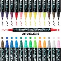 feinlux Marker Marker Acrylfarben stifte Acrylstifte für Steine Wasserfest, (Set, 26-tlg., Acrylfarbenmarker), Für Kunststoff Glas Holz Keramik Metall Reifen Leinwand(26 Stück)