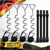 Best for Home Bodenanker Trampolin-Bodenanker-Set, 4-teilig – Anker mit XXL-Gurten für Zelte