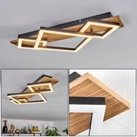 hofstein Deckenleuchte Deckenlampe aus Metall/Kunststoff in Schwarz/Holzoptik/Weiß, ohne Leuchtmittel, im modernen Design, 24 Watt, 2900 Lumen