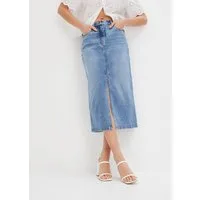 bonprix Jeansrock regular fit, mit Gehschlitz, 5-Pocket-Stil