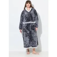 Ulla Popken Sweatjacke Loungewear-Poncho Leomuster Kapuze Langarm Tasche
