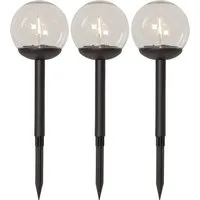 STAR TRADING LED Solarleuchte Solar-Wegleuchte Globe, Tageslichtsensor, LED fest integriert, Warmweiß, 3er-Set, transparente Kugeln, Dämmerungssensor
