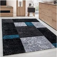 Carpettex Frisé-Teppich Kariert Design, Läufer, Höhe: 13 mm, Designer Wohnzimmer Teppich Kurzflor Konturenschnitt Kariert Design
