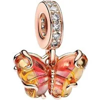Pandora Charm Schmetterling 782698C01, Schmetterling, Zrikonia, Glas, Rosa, Pink, Gelb