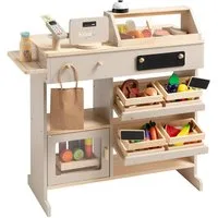 howa Kaufladen, aus Holz natur, beige inklusive 40 teiligem Kaufladenzubehör