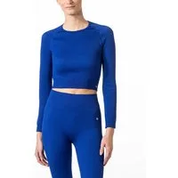 Nur Die Crop-Top NUR DIE x Kilian Kerner Damen Crop Top in Ripp-Optik mit Daumenlöchern Gym - Oberteil - Yoga - Sportshirt - Longsleeve - U-Ausschnitt