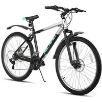 HILAND Mountainbike 26/27.5/29 Zoll MTB H200 Aluminium Fahrrad mit Doppelscheibenbremsen, 18-Gang, Federgabel, Aluminiumrahmen, Mechanische Scheibenbremsen
