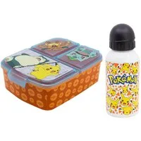 POKÉMON Lunchbox Pokemon Pikachu Kinder 2 tlg. Set Brotdose ALU Trinkflasche, (2-tlg., Spar-Set), 400 ml
