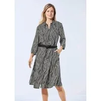 GOLDNER Sommerkleid Blusenkleid mit Print und 3/4-Arm Farbenfrohes Allover-Muster und markanter Kragen