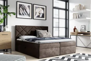 Boxspringbett Schlafzimmerbett 180x220cm LAZARO Nr.3 Braun inkl. Bettkasten