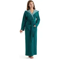 KangaROOS Damenbademantel Dalia, ideal für Sauna & Spa, Standardlänge & Überlänge, Langform, Leichtfrottier, Kapuze, Gürtel, Uni-Farben mit Streifen, Taschen, leicht, XS-3XL, auch in extra lang