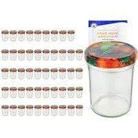 MamboCat Einmachglas 50er Set Sturzglas 230 ml HOCH To 66 Obst Dekor Deckel incl Rezeptheft, Glas