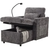 BlingBin Loungesessel Relaxsessel 1-Sitzer Sofa mit Stauraum, Einzelsofa (Freizeit-Sofa, 1-St., 125 x 84,5 x 87 cm), Freizeitstuhl, Handyhalter, Seitentaschen und weichem Chenille-Bezug