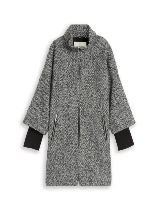 Tom Tailor - Mantel im 2-in-1-Look grey black melange structure - Gr. - XXL