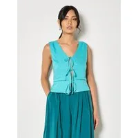 Apricot Stricktop Leinenmisch-Weste (2-tlg) mit Bindeband