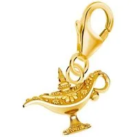 Goldene Hufeisen Charm-Einhänger kleine Wunschlampe Wunderlampe Karabiner Charm 925 Silber Vergoldet (1 Stück, inkl. Schmuckbox), Gelbgold überzogen