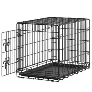 FEANDREA Faltbarer Hundekäfig mit 1 Tür und Kunststoffschale 76,5 cm, 48,6 cm, 54,4 cm