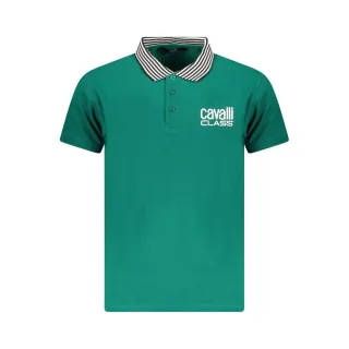 Cavalli Class Grünes Baumwoll-Herren Poloshirt