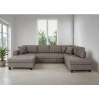 Trends by HG Wohnlandschaft Moritz U-Form, B: 324 cm, mit Bettfunktion, Bettkasten & Zierkissen