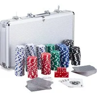 relaxdays Spiel Pokerkoffer mit 300 Laserchips, Pokerkoffer mit 300 Laserchips