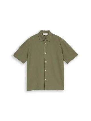 Denim Tom Tailor - Relaxed Fit Kurzarmhemd mit Streifen olive horizontal stripe - Gr. - XL