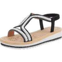 Ital-Design Bequeme Damen-Sandalen mit elegantem Design für den Sommer Riemchensandalette (89542522) Keilabsatz/Wedge Keilsandaletten in Schwarz