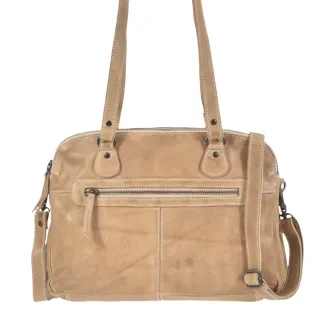 Bear Design Umhängetasche Damen Leder Lieke – 2 Fächer | Cow Lavato baltic beige