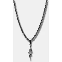 CRBNCNCPT Kette mit Anhänger Carbon Blitz Anhänger mit schwarzer Edelstahl Kette Herren