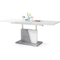 Mazzoni Couchtisch Grand Noir Weiß / Beton stufenlos höhenverstellbar ausziehbar 120-180, Funktionstisch, Wohnzimmertisch, Tisch, Esstisch, Sofatisch